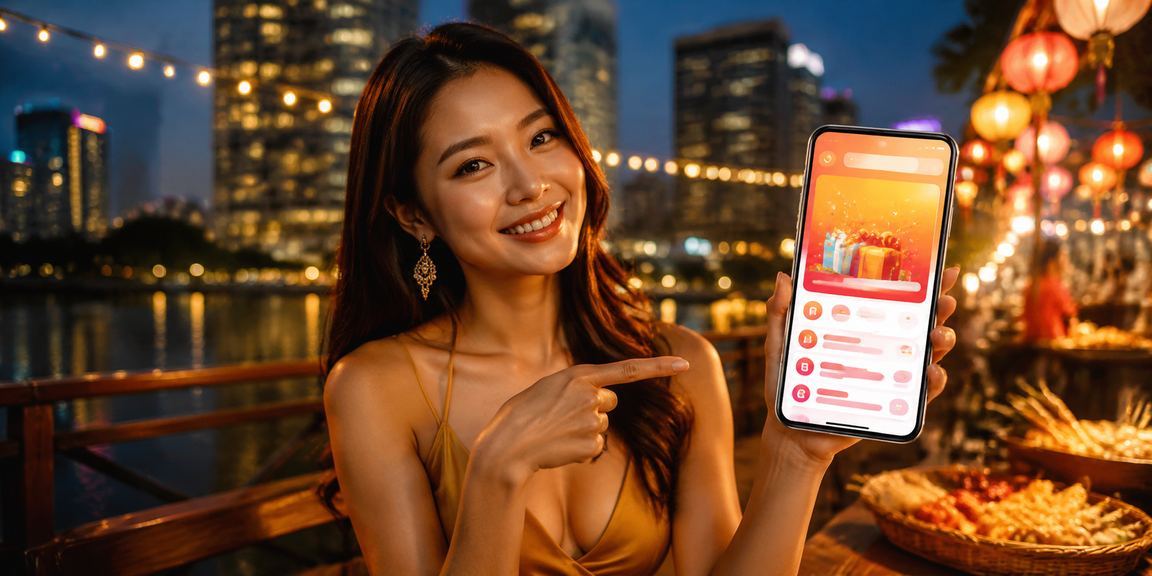 Người dùng trải nghiệm casino di động tại chợ đêm Hà Nội trên điện thoại thông minh